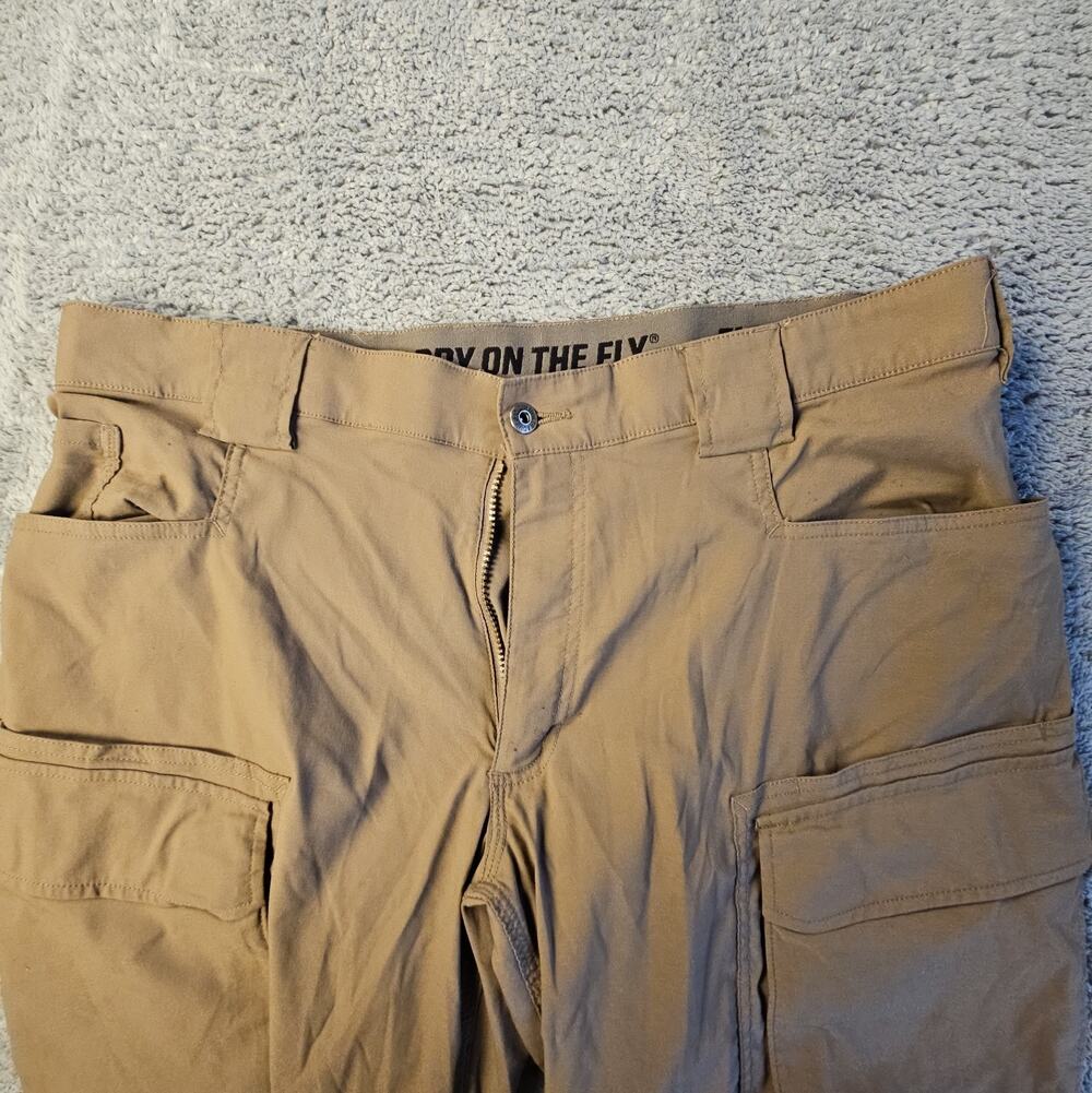 Mens 40x34 Flex Dry on the Go Cargo Khaki Relaxed Fit Stretch Pants by Duluth